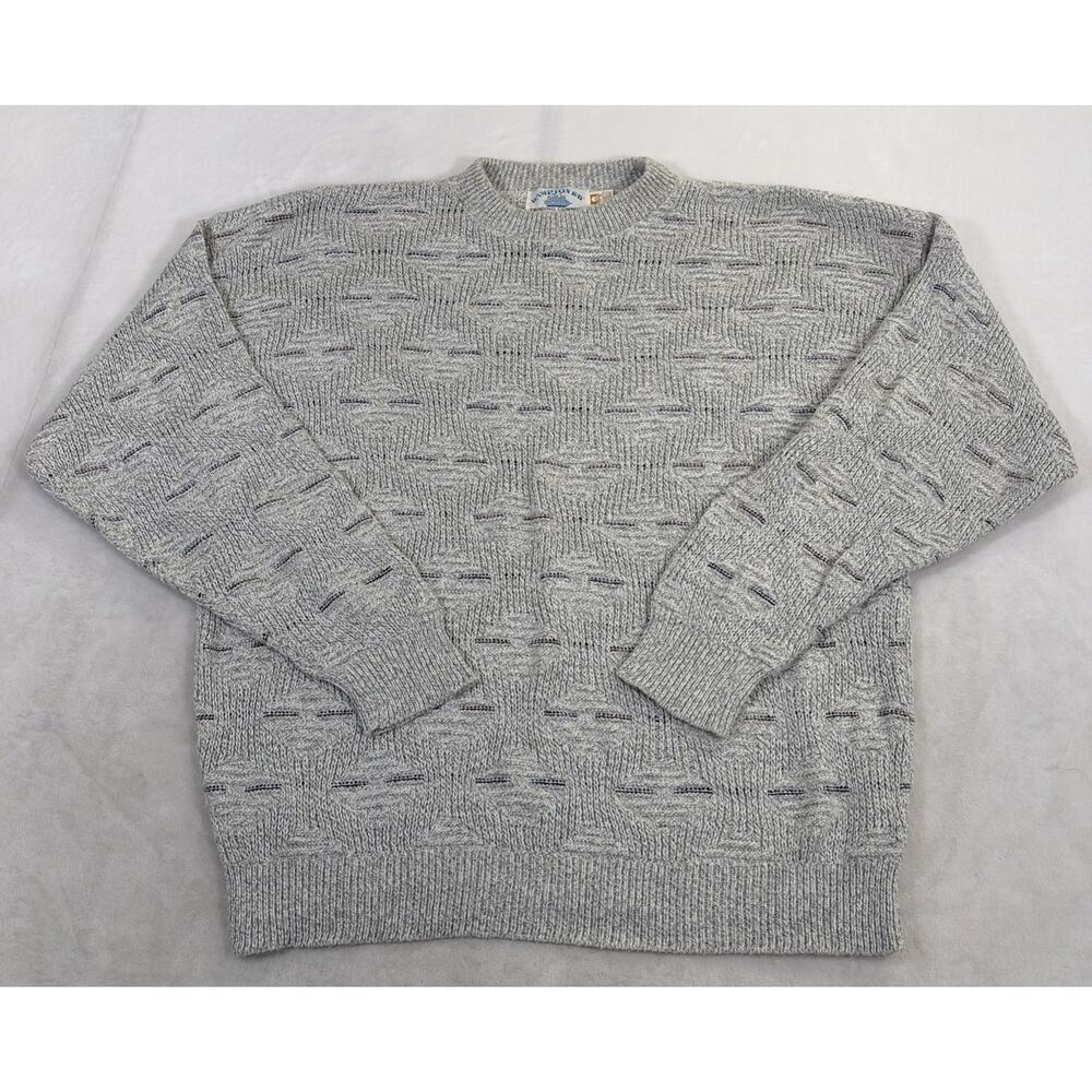 Vintage Hampton Bay Sweater Mens XL 100% Cotton Knit Geometric 90s Made In USA
